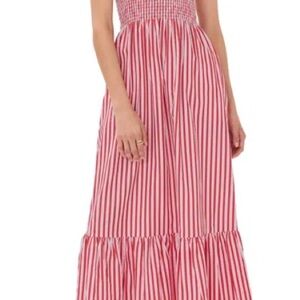 Hill House Red and White Striped Maxi Anjali Nap Dress Size XL